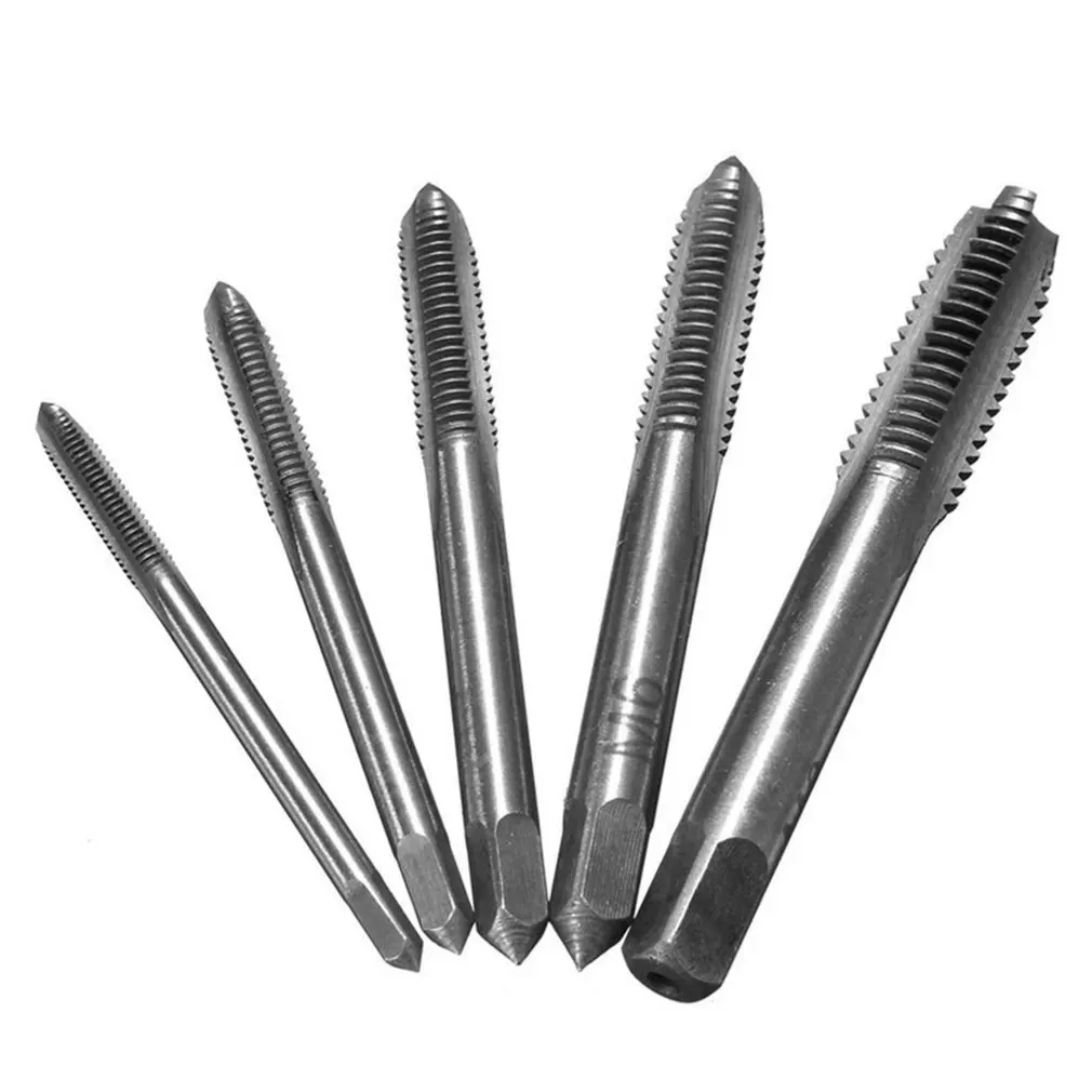 5PCS/Set HSS M3 M4 M5 M6 M8 Machine Spiral Point Straight Fluted Screw Thread Metric Plug Hand Tap Drill Set Hand Tools