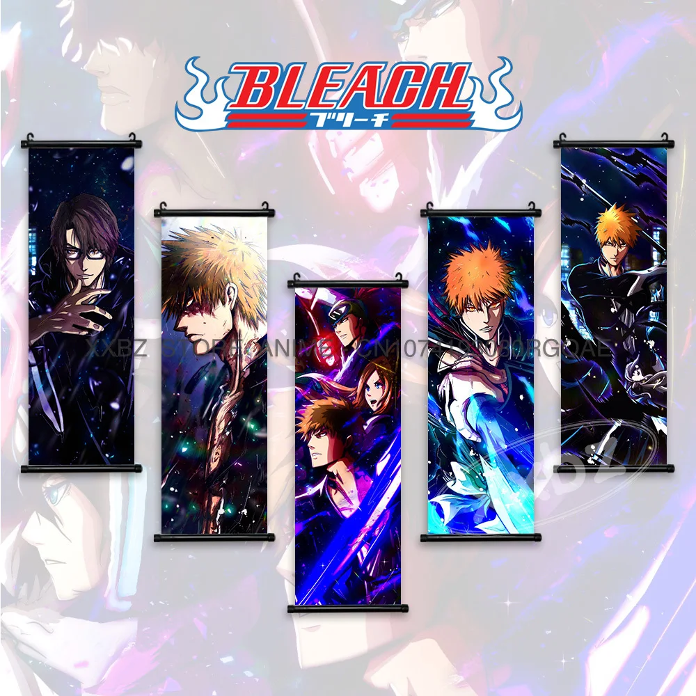 Bleach Scrolls Bilder Home Decor Anime Poster Kurosaki Ichigo Wandkunst Leinwand Hitsugaya Toushirou Hängende Malerei Tapete – Detail 2
