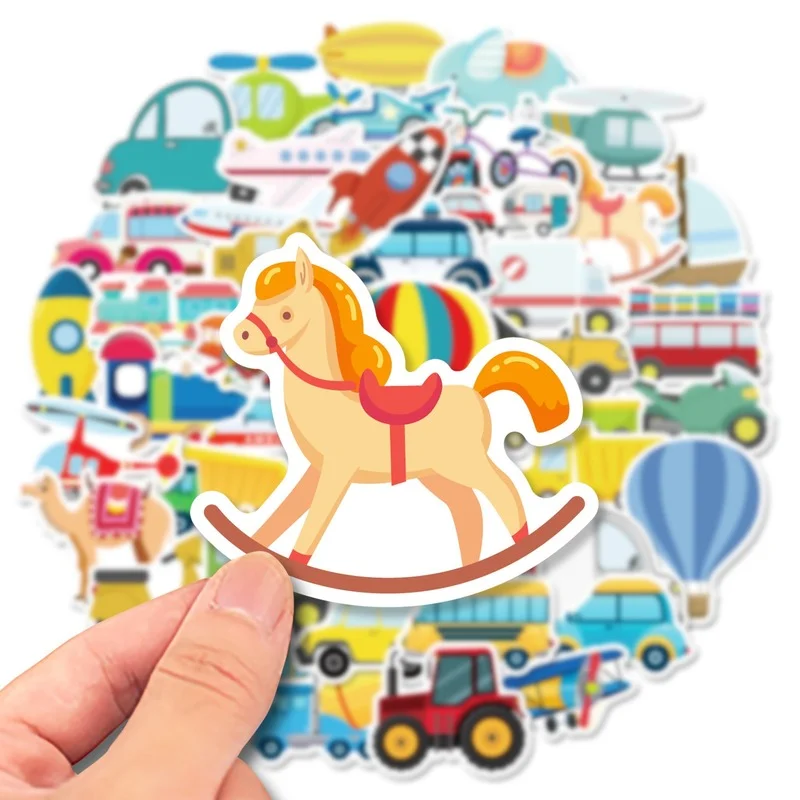 10/25/50pcs Transportation Cartoon Stickers Vehicle for Teaching Home Wall Rewards Gifts Art Toys phone suitcase fridge