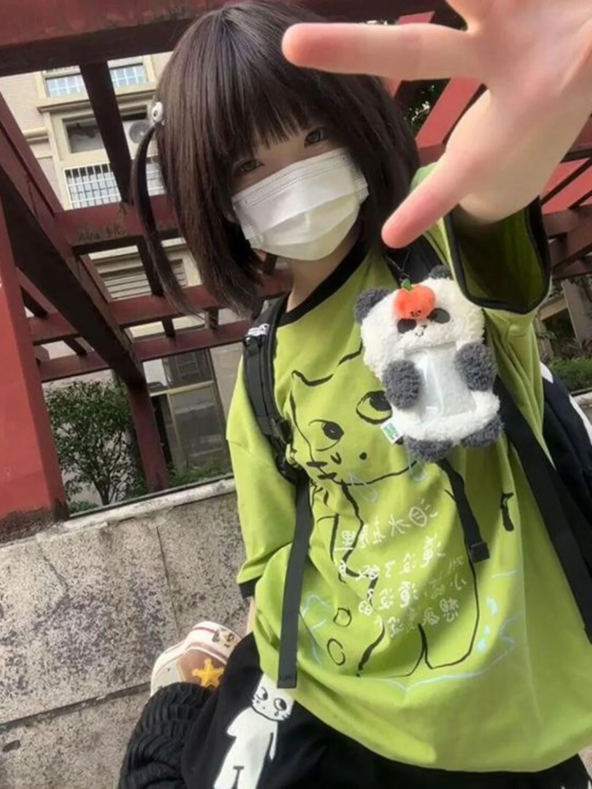 

Летняя женская свободная футболка с коротким рукавом, из хлопка, с принтом, контрастными цветами, в японском субкультурном стиле, повседневная, с круглым вырезом