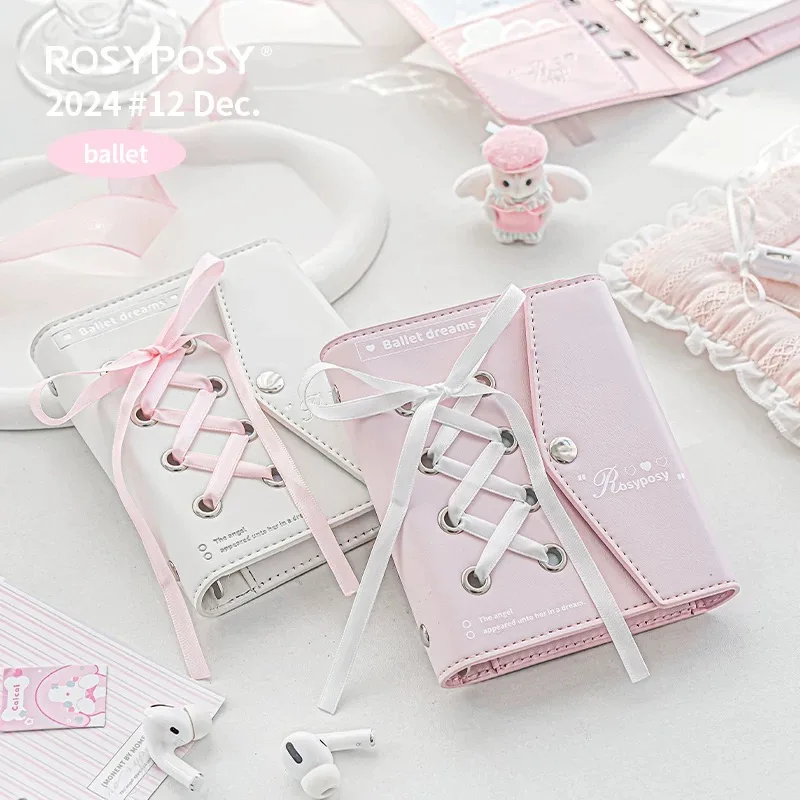 MINKYS 2025 Kawaii Ballet Pink Envelope PU Leather Notebook Planner Journal Agenda Book Gift School Stationery