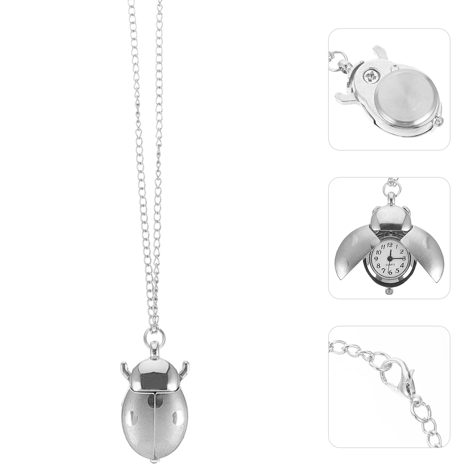 

Retro Pocket Watch Vintage Beetle Designed for Men Women Silver Necklace Alloy Long Service Life Watches