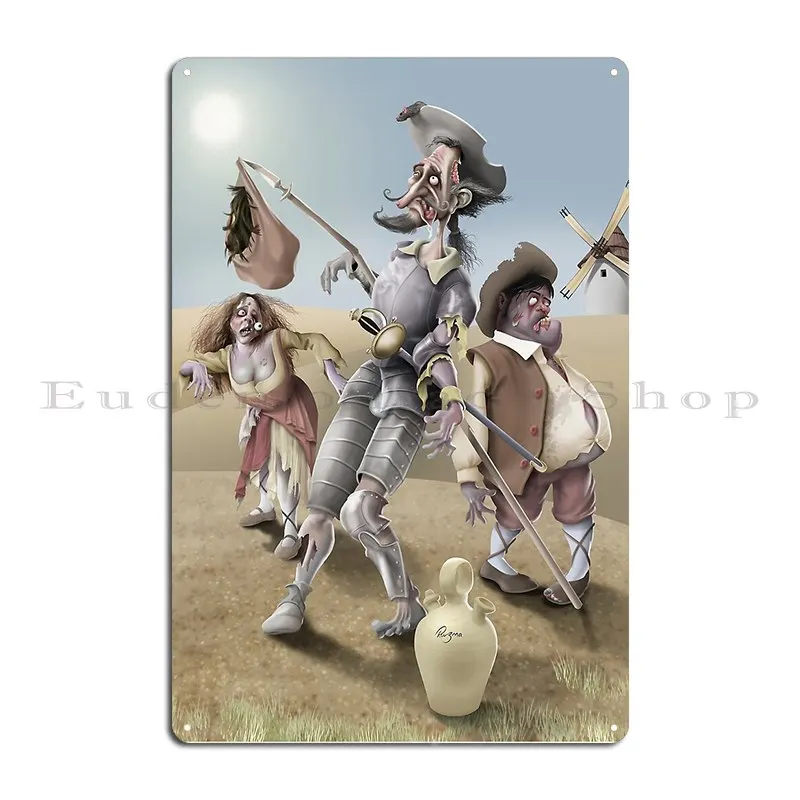 Don Quixote Of La Mancha Zombie Metal Sign Club Plaques Wall Decor Printed Pub Tin Sign Poster