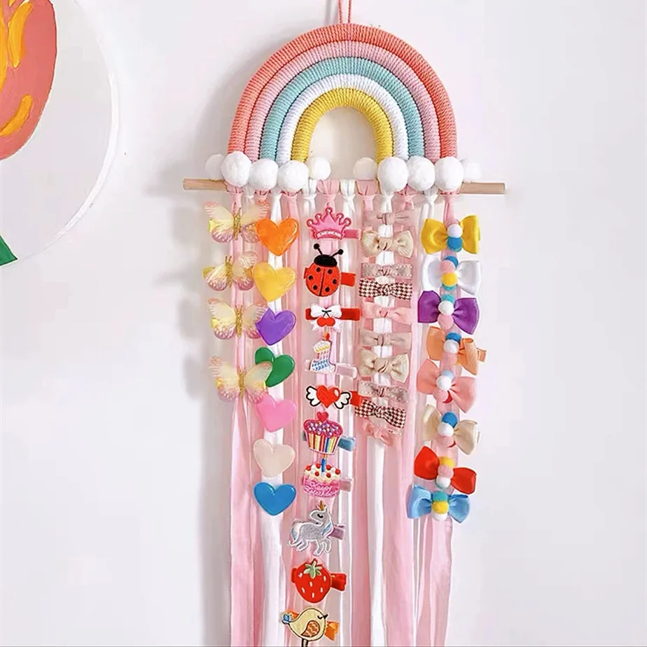 

1PC Girl's headband, hair accessories, organizing and storing rainbow hair clips, storing tassel pendants, room decoration