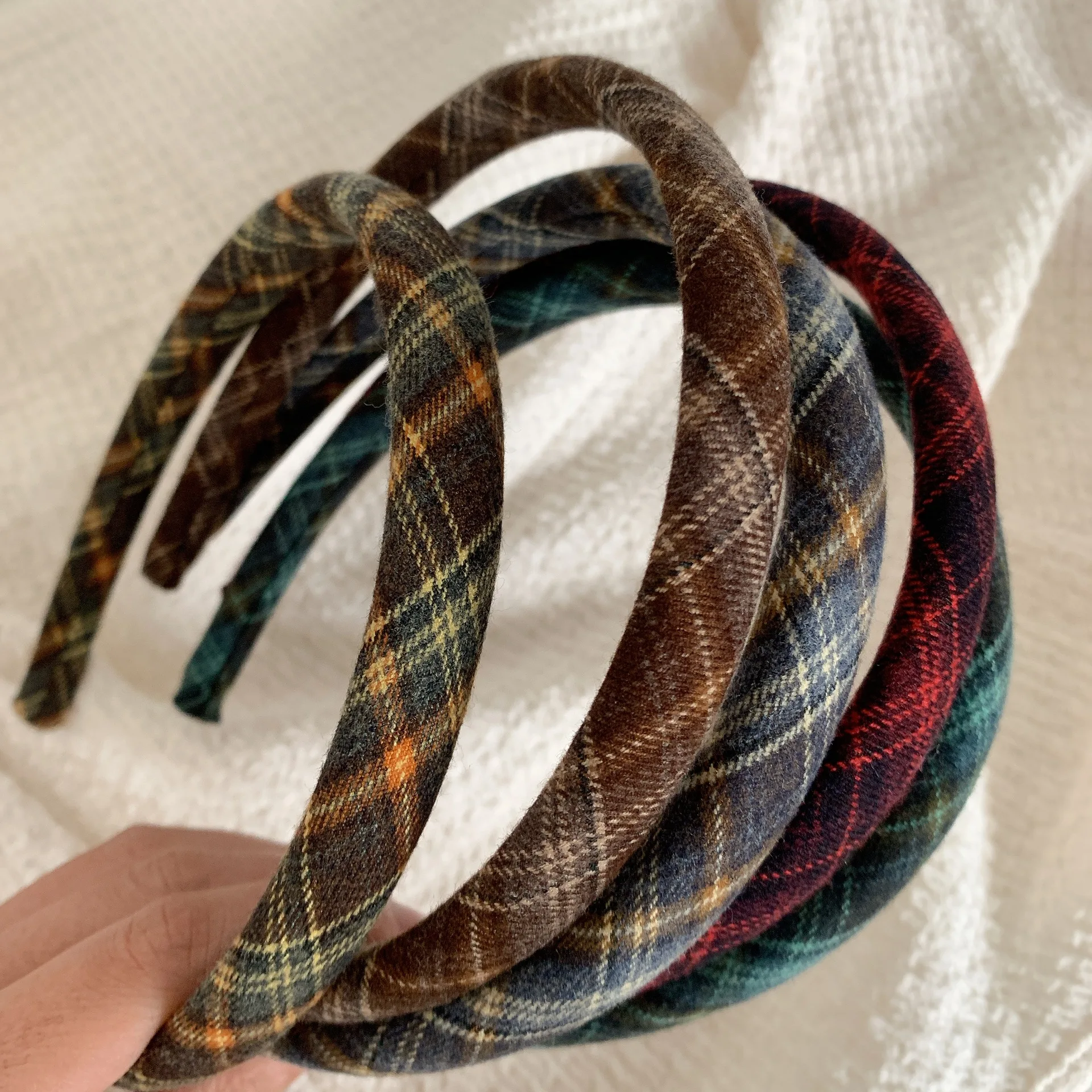 College Style Plaid Bezel Pattern Elegant Headand Women Girl Retro Headband Vintage Hair Hoop Party Hairbands Korean Accessories