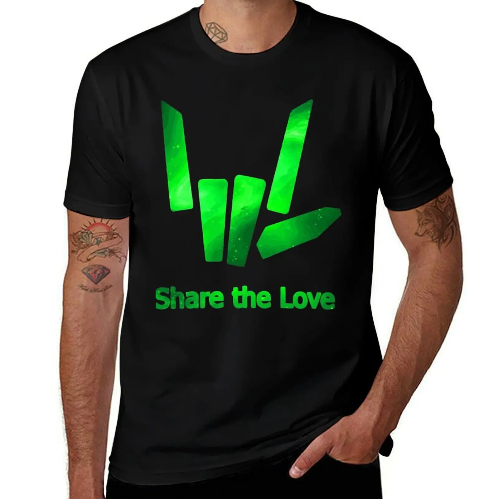 

High quality Kids Share The Love Green Galaxy Logo T-Shirt anime tshirt boys whites custom t-shirts t shirt men 100℅ cotton