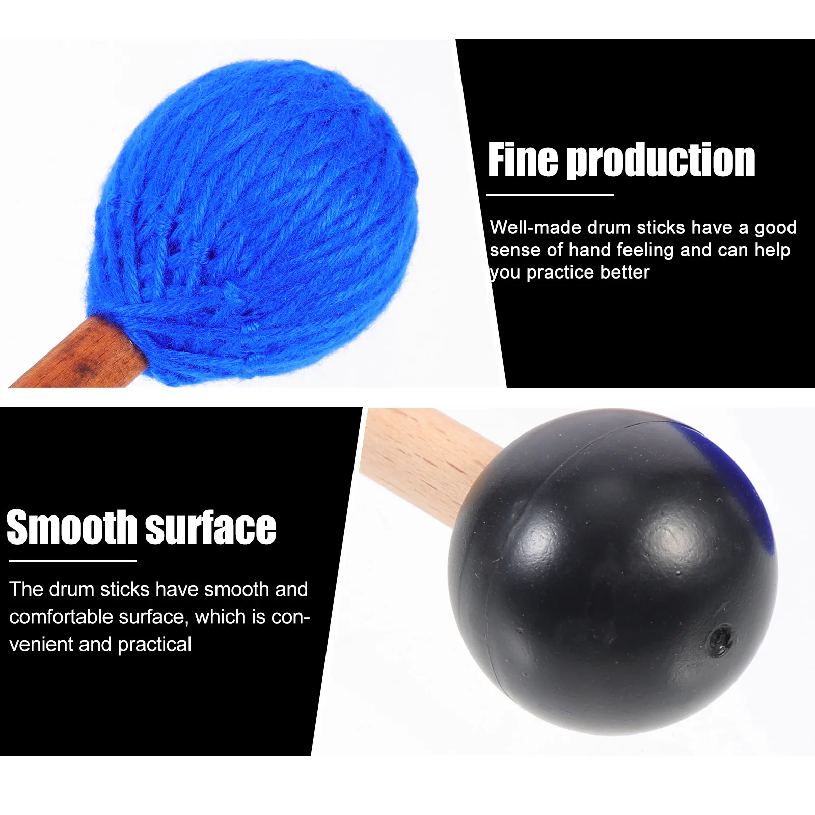 

2 Pairs Wood Handle Marimba Mallets For Tongue Drum Xylophone Glockenspiel Timpani Percussion Instruments Accessories