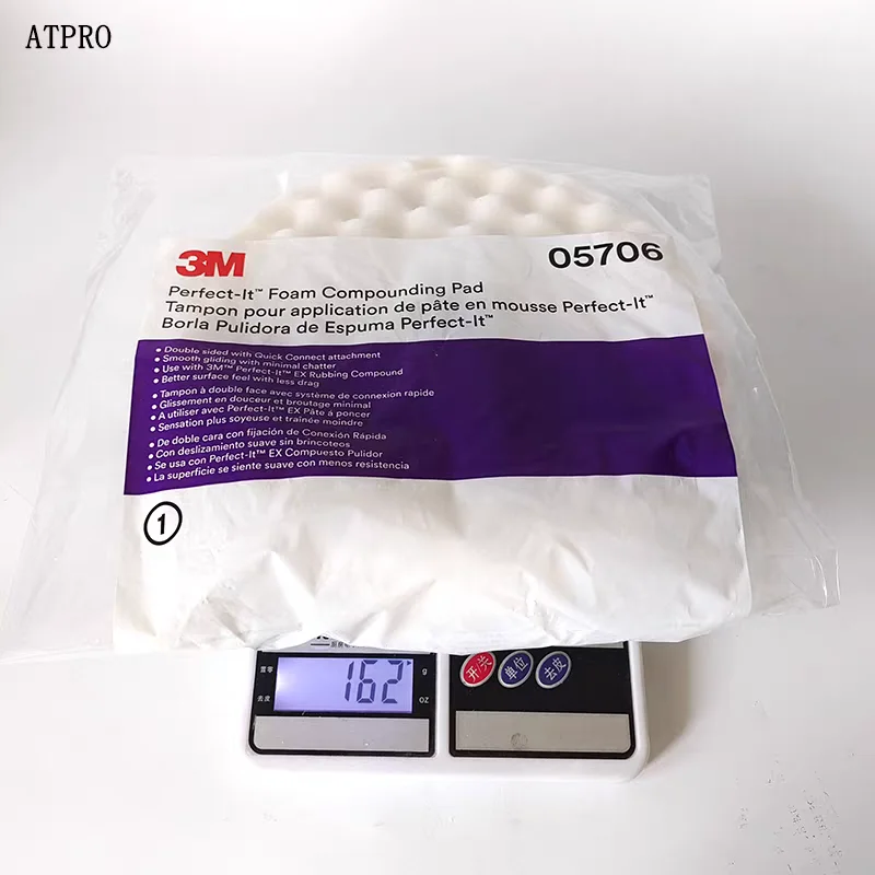 3M05706 Полировальный диск, 8-дюймовая белая двухсторонняя волнистая губка, грубая полировка, хлопок, автомобильные инструменты, шлифовка мебели