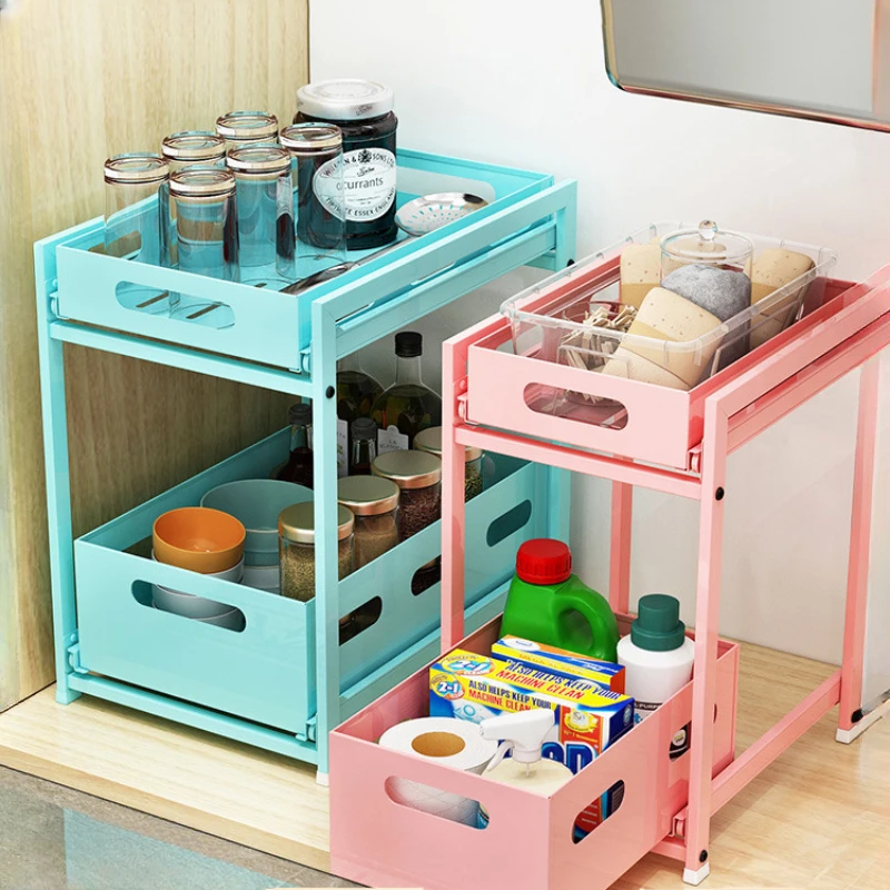 Push-pull drawer retractable sunware cabinet under the kitchen sink