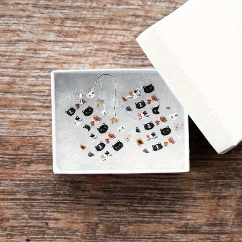 1 Pair Cartoon Cute Black Cat White Cat Acrylic Women Earrings Summer Vacation Style Accessories Gift Earrings view 2