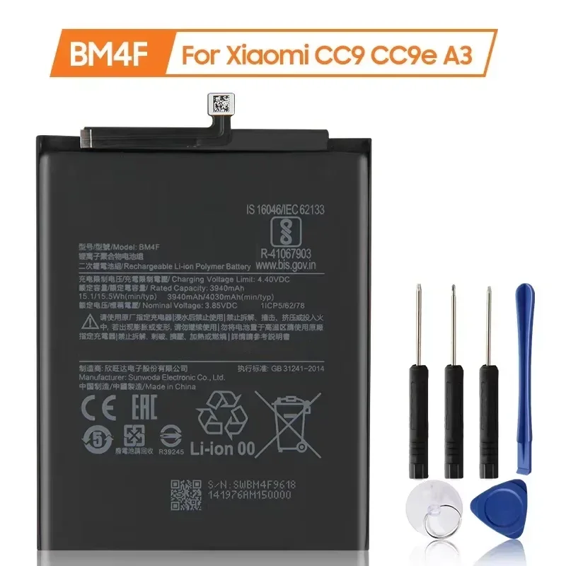 2025 Replacement Battery BM4F For Xiaomi CC9 CC9e CC9E MI A3 Mi9 Lite Phone Batteries 4030mAh