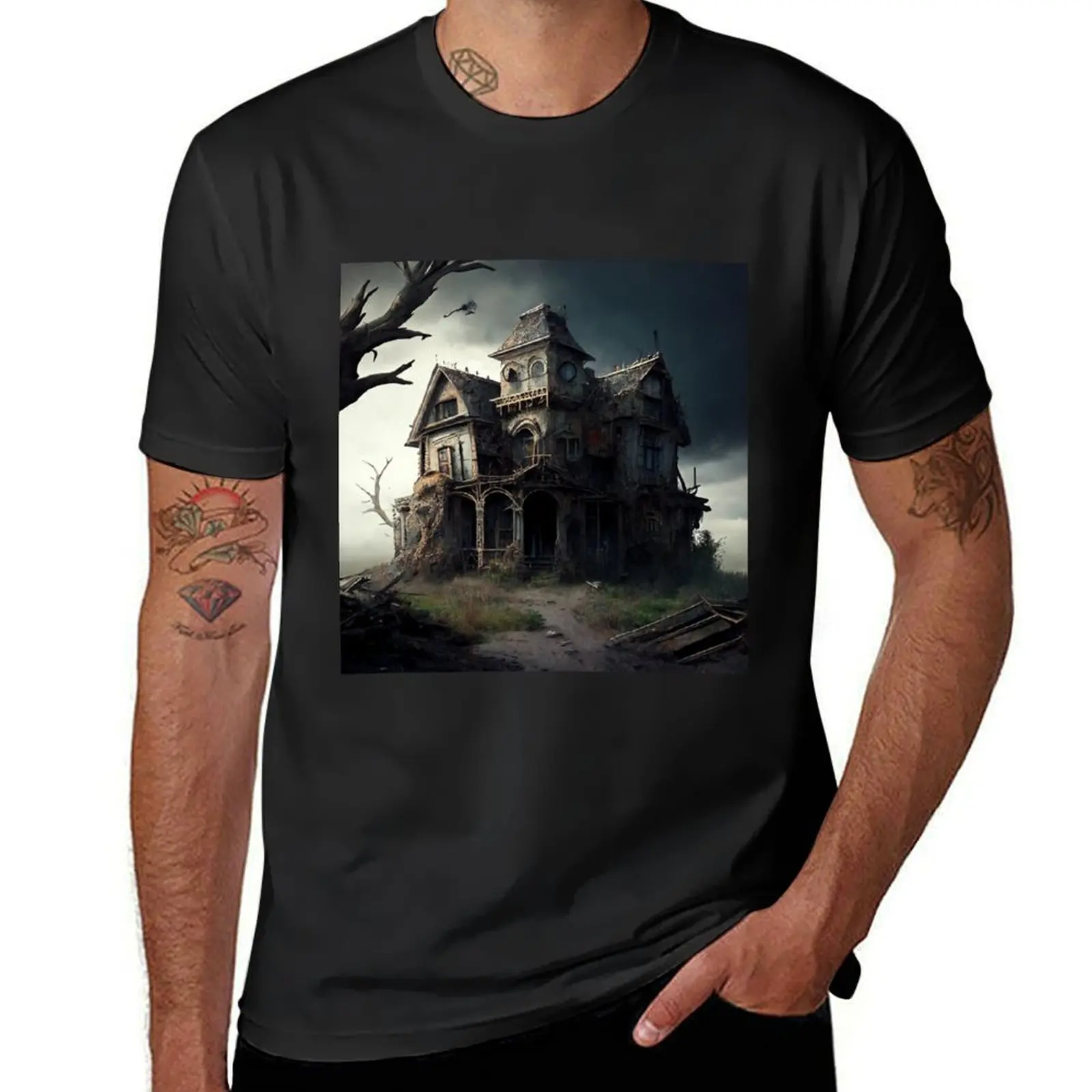 The Haunted House by Moonspire Designs T-Shirt summer tops oversizeds heavy weight t shirts for men