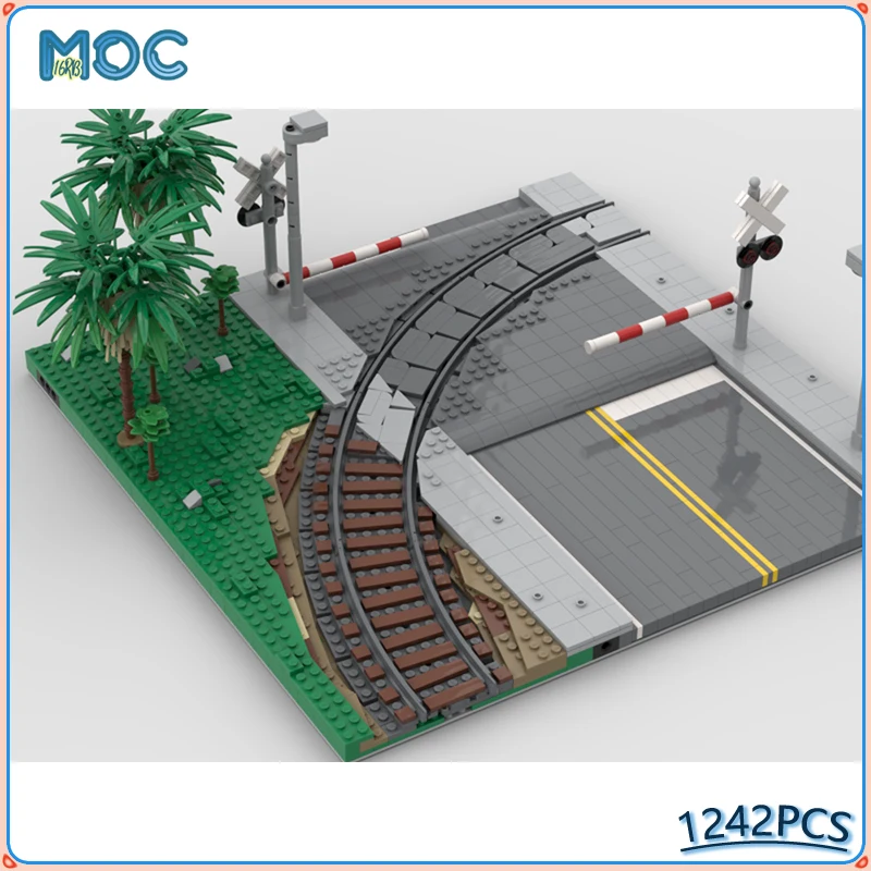 

Building Blocks Curved Train Track Mils Road Railroad Crossing City View Modle Bricks DIY Assembly Toys Education Gift