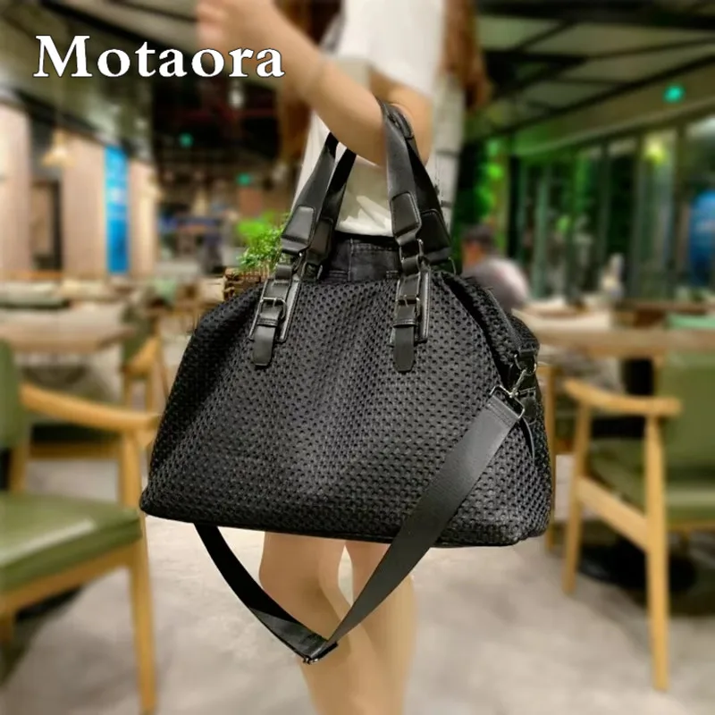 

MOTAORA 2025 New Women Nylon Mesh Handbag Ladies Black Travel Bag Female Large Capacity Tote Storage Bags Fashion Messenger Bag