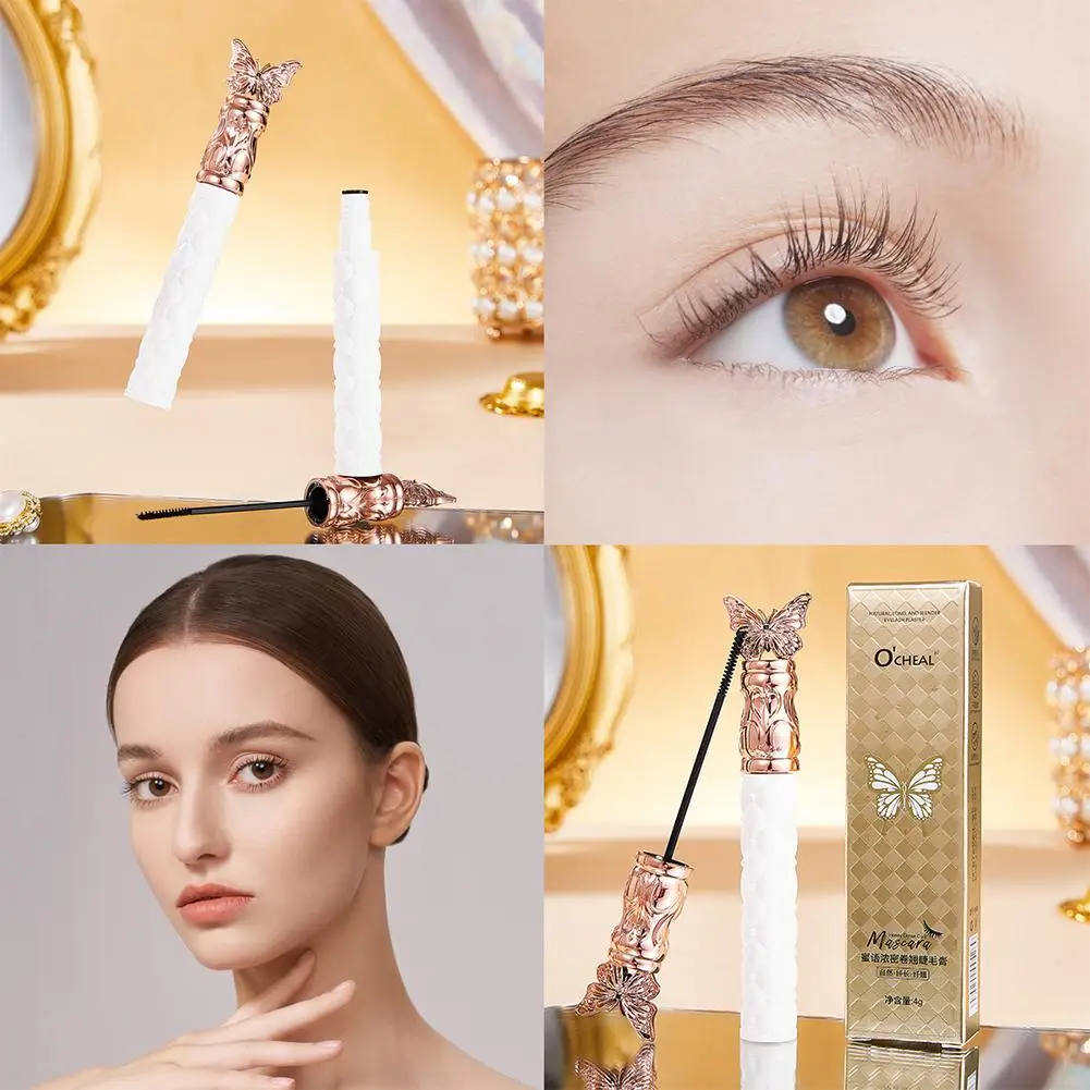 1 pz Mascara nero estensione ciglia trucco lunga durata seta naturale impermeabile fibra spessa Mascara pennello con 3D R8P0