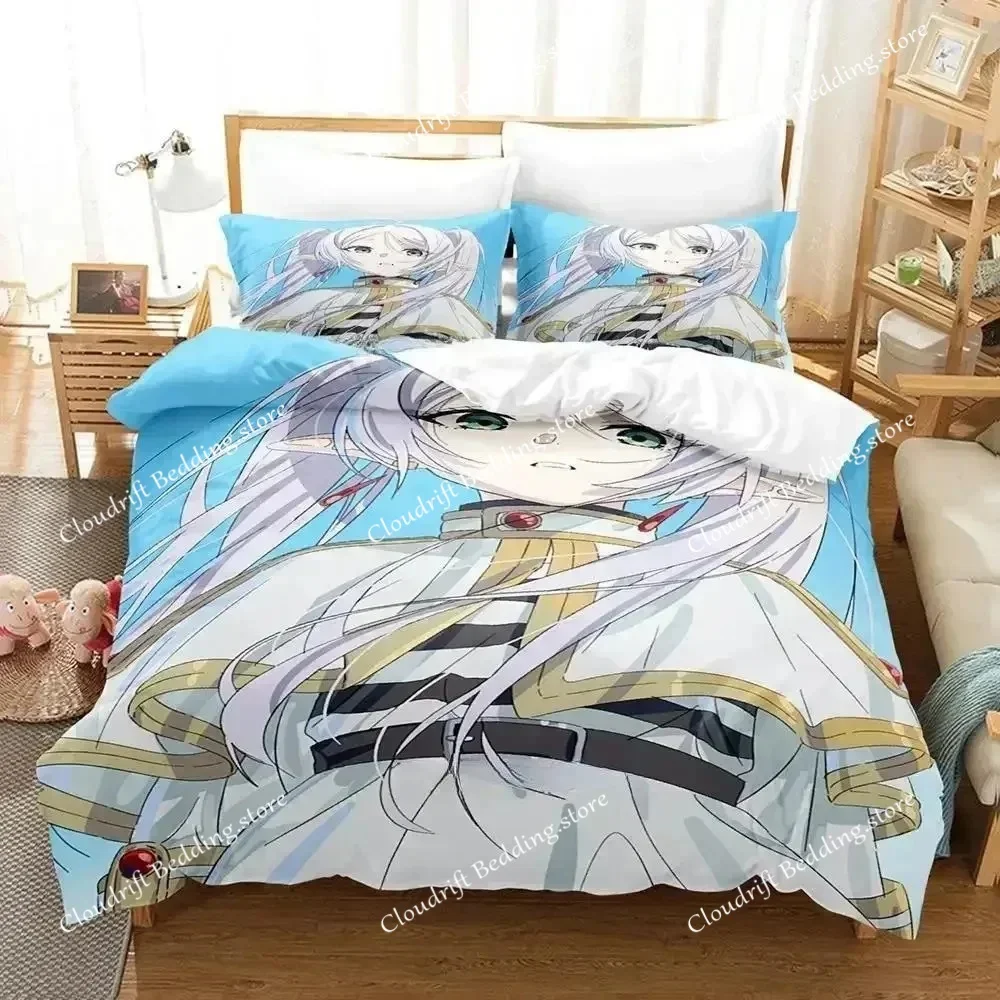 New Frieren Bedding Set Single Twin Full Queen King Size Bed Set Adult Kid Bedroom Duvet cover Sets 3D Print Anime Bed Sheet Set