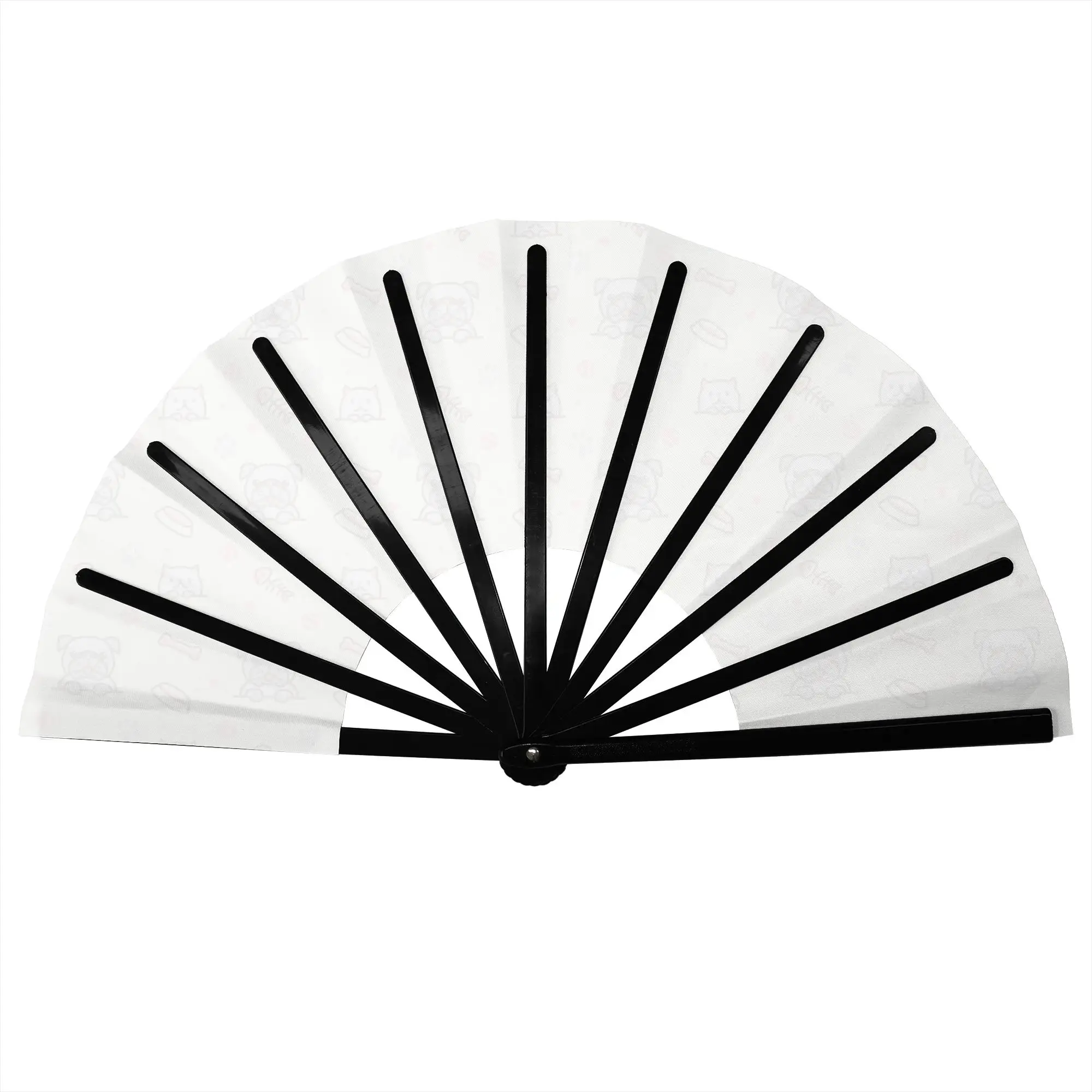 Customized Dog Paw Print Portable Pocket Fan Outdoor  Polyester Folding Fan Chinese Dance Handheld Cooling Fans