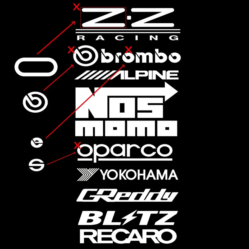 10Pcs Car Racing Sponsor Stickers Set Reflective Automobile Door Window Decor Vinyl Stickers Decals Kit