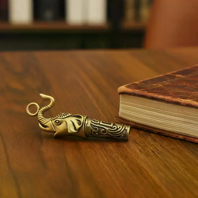 Handcrafted Vintage Brass Dragon Carved Whistle High Decibel Loud Durable Portable Whistle for Outdoor Hiking Survival Use