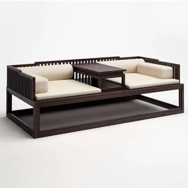 Solid wood living room simple modern collapsed old elm B&B sliding Arhat bed sofa furniture