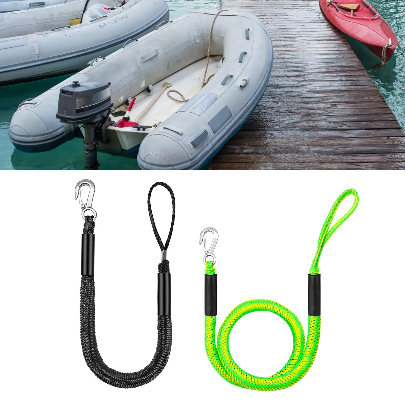 2Pcs Anchor Bungee Dock Line Shock Absorption Mooring Rope Docking Anchor Line Premium for Watercraft Boats Canoe