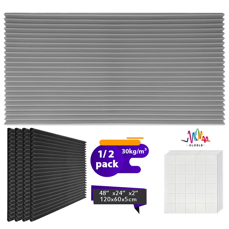 

High-Density Wall Sound Insulation Foam 1/2 Pack, Triangle Groove Absorbing Sound Panel Office, Home Decoration Music Studio