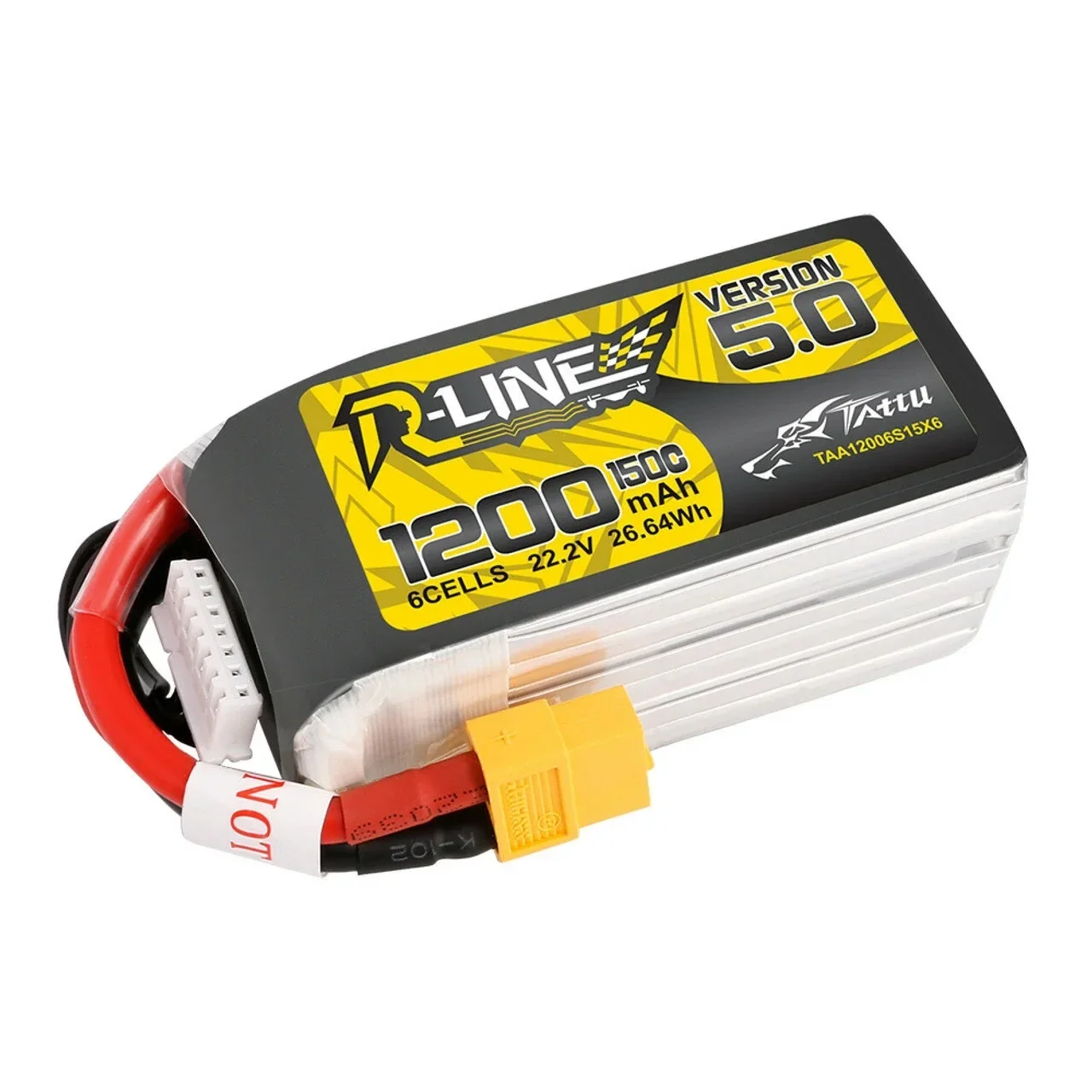 TATTU R-Line Version 5.0 22.2V 1200mAh 150C 6S LiPo Battery XT60 Plug for RC Drone