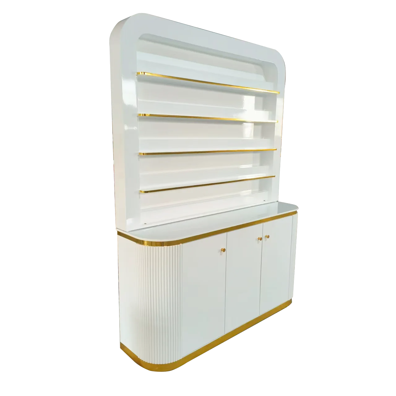 Wall Stand Rack Display Cabinet with Double Storage for Nail Salon Furniture