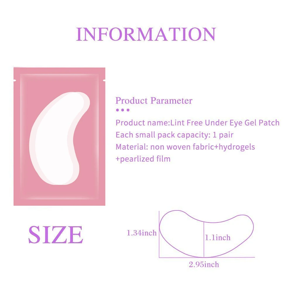 50 Pairs Eyelash Extension Paper Patches Lint free Grafted Eyelash Under Eye Pads Hydrogel Eyelashes Patch Tips Sticker