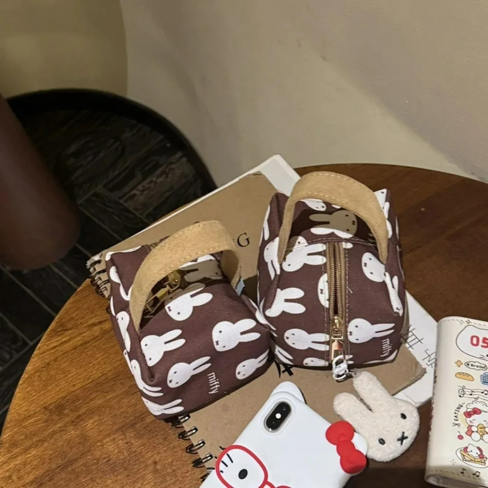 Brown Miffy Printed Canvas Makeup Bag Square Cosmetic Storage Pouch Portable Cute Cartoon Travel Toiletry Organizer Girl Gift - view 5