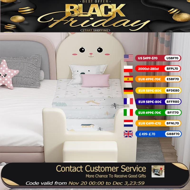 

Boundary Decoration Kids Bed Comforter Nordic Bedroom Children Baby Bed Princess Modern Style Lit Pour Enfants Kids Furniture