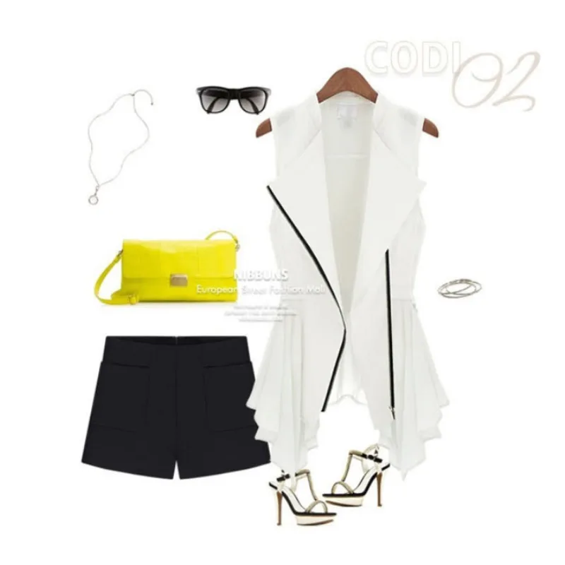Medium and Long Sleeveless Vest Casual European and American New Women's Chiffon Vest Spring Women's Clothing Slim Jacket Vest