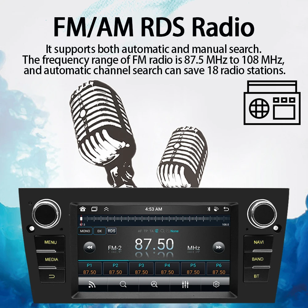 YuanChang 7 بوصة 2din أندرويد 14 Auto BT مشغل وسائط متعددة نظام تحديد المواقع والملاحة Carplay ، مناسبة لسيارات BMW 3-Series E90 E91 E92 E93 #3