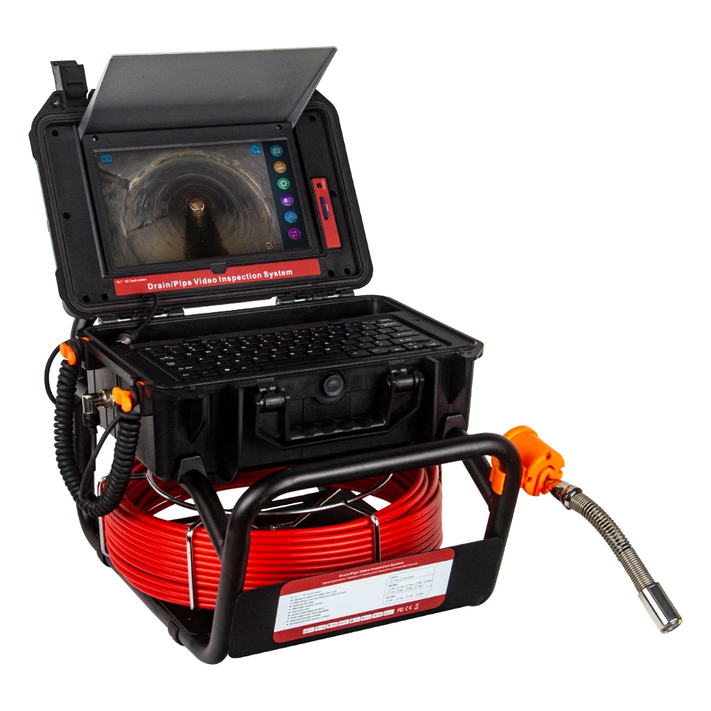 20M-7mm Cable HD 1080P Camera for Pipe, 10.1'' IPS Touch Screen Pipe Sewer Drain Inspection Camera With Meter Counter