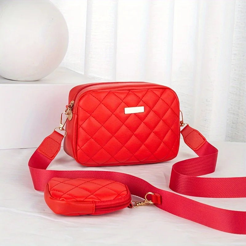 Damenmode Lingge geste ppte Single Shoulder Slant Cross Mutter Tasche Handy tasche Brieftasche – Detail 5