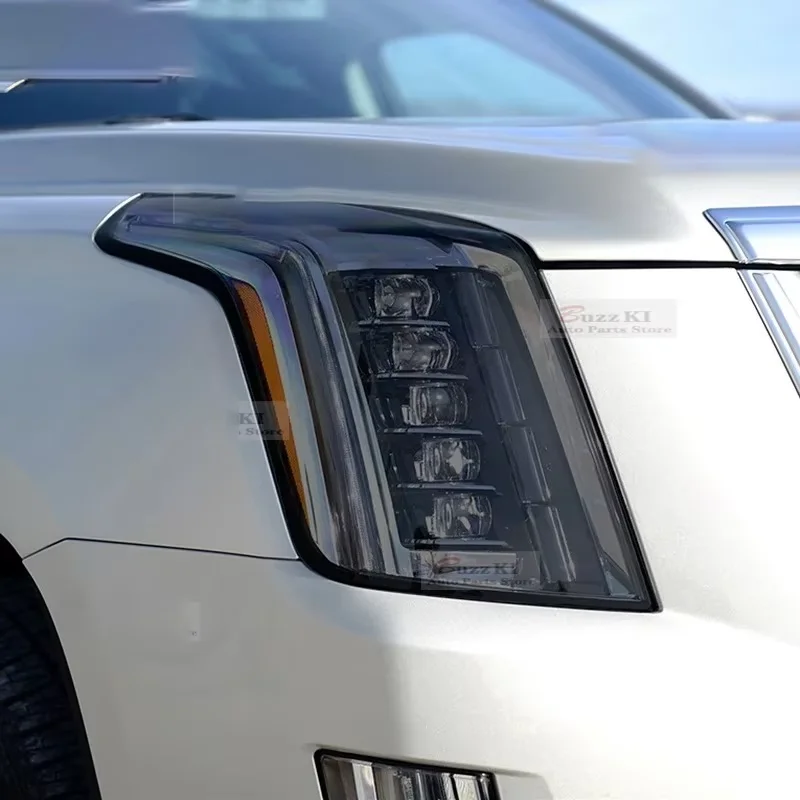 For Cadillac Escalade 2015-2020 2 Pcs Car Headlight Protective Film Smoked Black Tint Wrap Vinyl Transparent TPU Repair Sticker