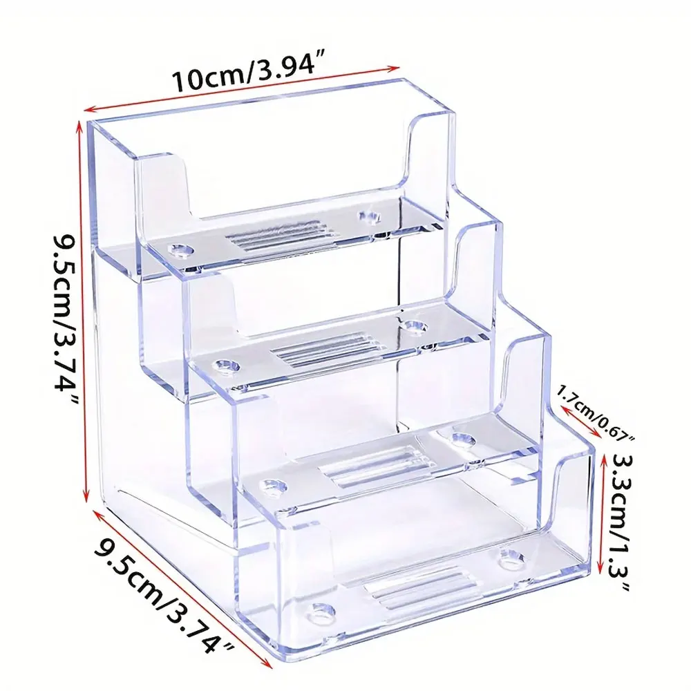 Transparent Business Card Box, Four Compartments, Desktop Business Card Organizer Supplies