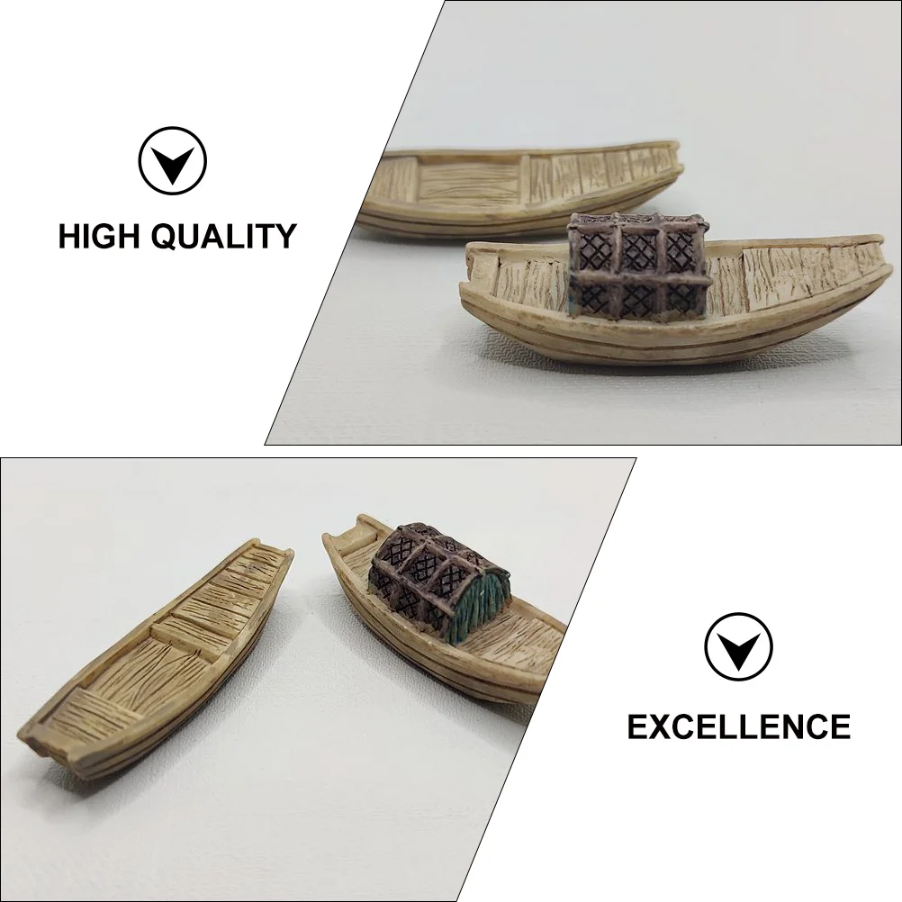 4 Pcs Fishing Boat Model Craft nament Micro Landscape Boat Miniature Sailboat Accessory Canoe Figurines Home Decor