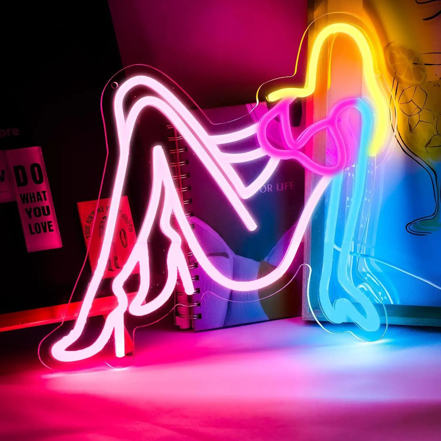 

Lady Outline Neon Sign Dimmable LED Lights For Girls Bedroom Nightclub Makeup Room Fashion Themed Wall Decoration Night Light