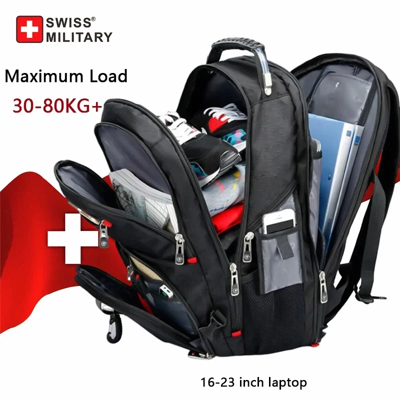 

SWISS MILITARY Multifunction Large Capacity Male Bag Fashion Travel Usb Charging Waterproof 23 inch Laptop Backpack Men Mochila