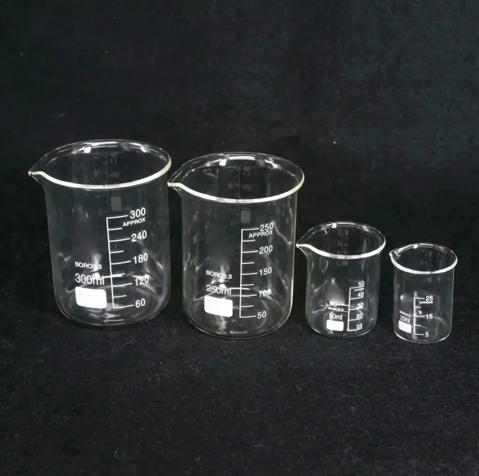 5ml/10ml/25ml/50ml/100ml/150ml/200ml Borosilicate Glass Low Form Beaker Chemistry Lab