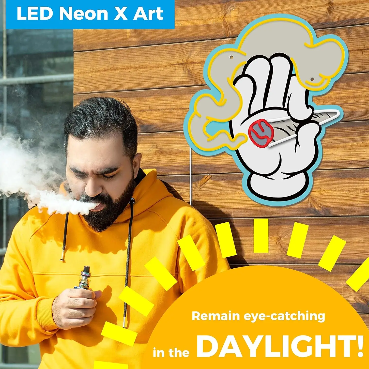 Ahumador de neón de mano para decoración de habitación, señal LED con patrón de mano de Anime, para Cueva de hombres, dormitorio, sala de juegos