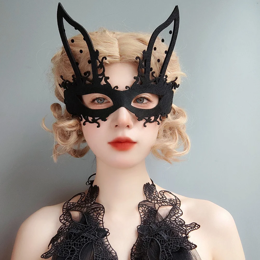 

Bunny Half Face Mask Premium Material Comfortable Durable Masquerade Party Cosplay Rabbit Mask Prop Festival Costume
