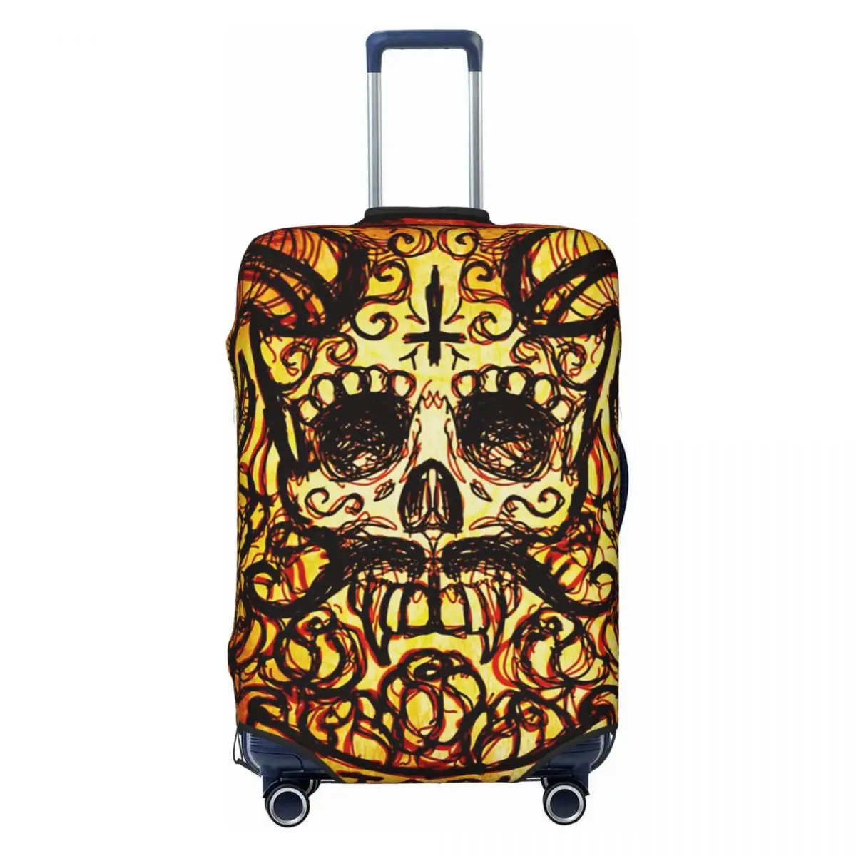 

El Diablo Sugar Skull Print Luggage Protective Dust Covers Elastic Waterproof 18-32inch Suitcase Cover Travel Accessories