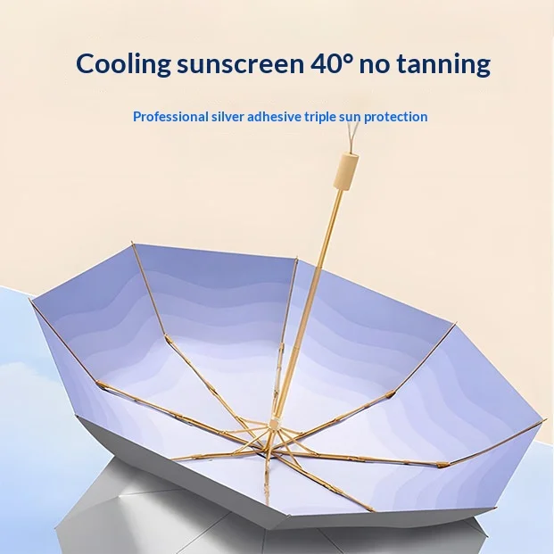 Super Light Titanium Silver Coating Umbrella UPF50+ Anti-UV Reflective Cooling Automatic Foldable All Weather Umbrella for Women