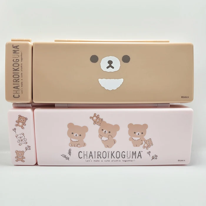 Rilakkuma Chairoikoguma PVC Pencil Case Pen Box Cartoon Anime Cute Kawaii School Pencil Cases for Kids Girls School Stationery