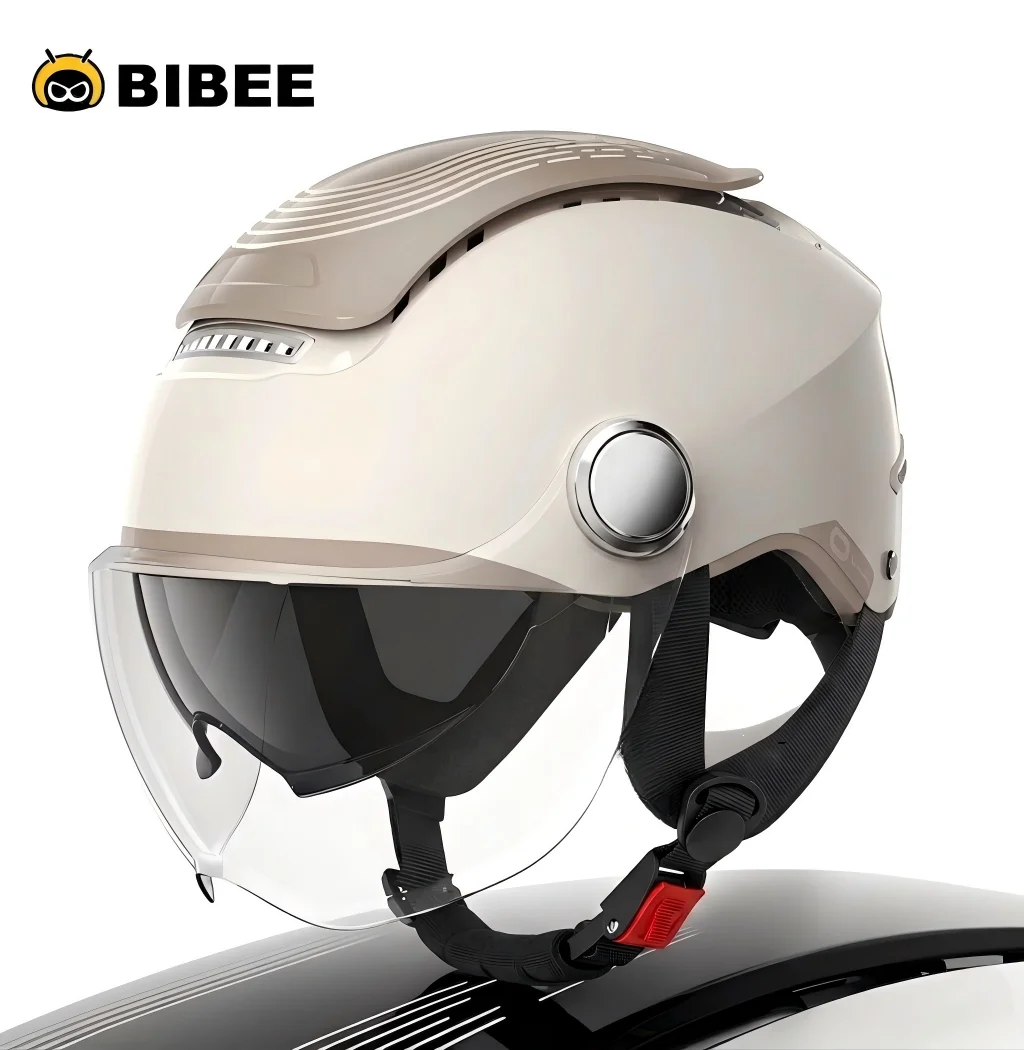 BIBEE Fortschrittlicher E-Bike-Helm für Stadtfahrer, Patentierte AirHuge-Belüftung, Doppelvisiere, Glänzende ABS-Schale, Leichte Sicherheitsausrüstung – Detail 17