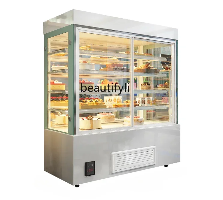 new styleVertical Cake Counter Dessert Refrigerated Cabinet Right Angle Display Cabinet Front Door Fruit Drink Wind Screen Count