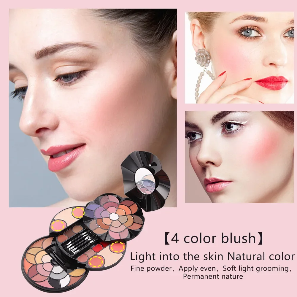 Tavolozza cosmetica all-in-one - 43 ombretti 4 polveri per sopracciglia Blush Rossetto 2 polveri per il viso per kit completo di trucco