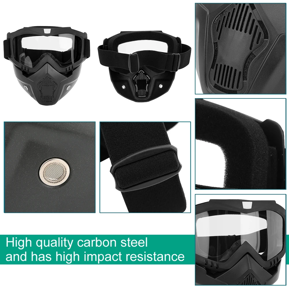 zk30 Anti fog Safety Mask Full Face Mask Shock Resistance Protective Eye(Black and Transparent）